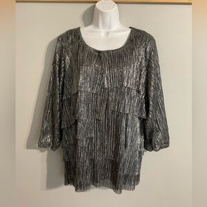 CJ Banks Shiny Black and Silver Top 3X